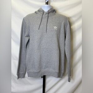 Medium - Men’s Adidas Originals Trefoil Essentials Hoodie Grey Logo Sweatshirt